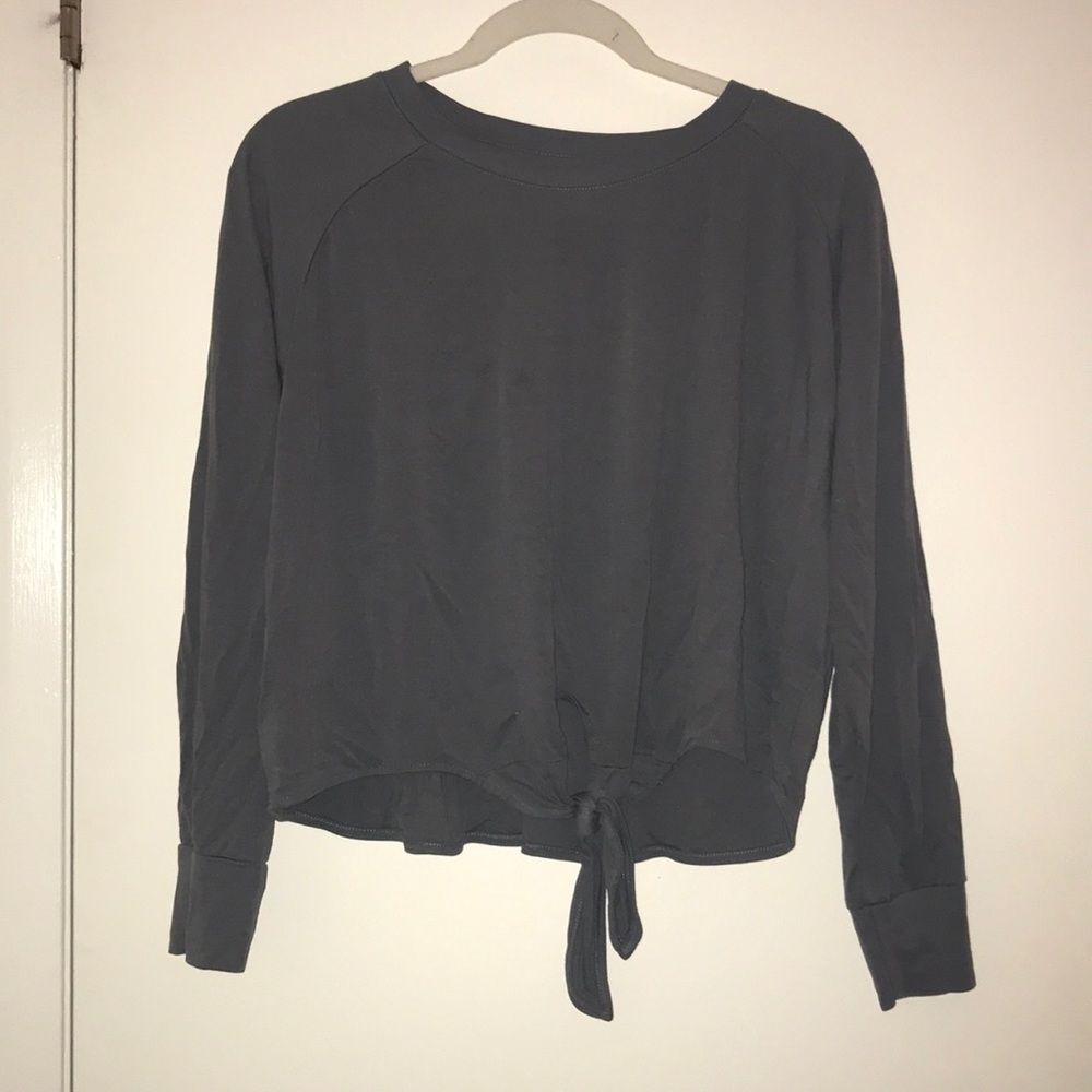Blue gray tied shirt